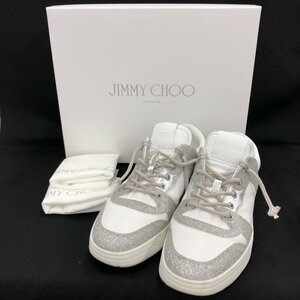 JIMMY CHOO ジミーチュウ スニーカー 42 ホワイト/グレー 箱あり【CKAS9010】