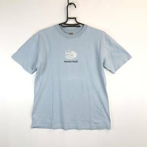 日本製 Mont-bell モンベル 半袖コットンTシャツ XSサイズ 水色系 メンズ