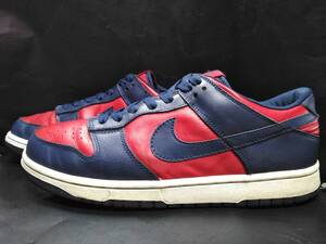 ナイキNIKE2nd復刻2002年製DUNK LOW裏ダンクロー紺/赤レザー28.0㎝US10.0美中古品630358-641