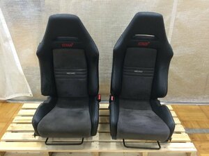 1円スタート！スバル GRB インプレッサ STi RECARO レカロ シート ハーフレザー 運転席 助手席 左右 セット レール付　　2300715 2E5-4 市