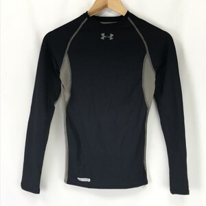 アンダーアーマー/UNDER ARMOUR★長袖コンプレッションシャツ/背面メッシュ【メンズSM/黒×グレー/ヒートギア/METAL】Tops/Shirts◆BH766