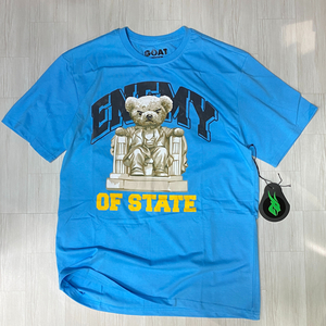 USA正規品 【L】 GOAT Solo ゴートソロ ENEMY OF STATE リンカーン Lincoln グラフィック 半袖 オーバーサイズ Tシャツ 水色 (GT8)