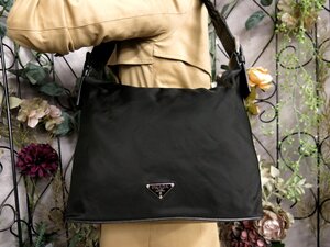 ●超美品●PRADA プラダ●三角ロゴプレート●ポコノ ナイロン カーフ レザー 本革●ショルダー バッグ●黒●SV金具●B5 収納 書類●Js53045