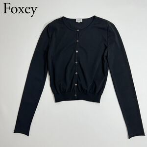 良品 FOXEY BOUTIQUE フォクシーブティック　ニットカーディガン　長袖　トップス　羽織　アウター　40 ブラック　レディース