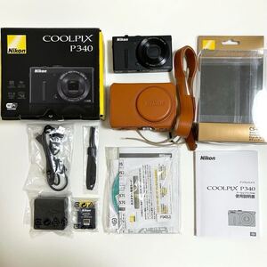 【美品】★Nikon★COOLPIX★P340★クールピクス★ニコン★ケース付き★コンパクトデジタルカメラ★デジカメ★ブラック★ブラウン★黒★