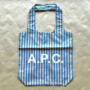 新品 正規品 A.P.C. ショッピングバッグ 41cm × 40cm × 11,5cm ブルー ストライプ トートバッグ エコ ショッパー APC アーペーセー @b154