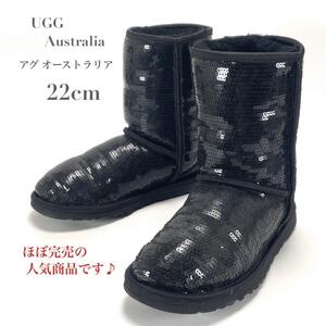 UGG australia アグオーストラリア CLASSIC SHORT SPARKLES クラシック ショート スパークルズ ショート ブーツ ブラック 22cm レディース