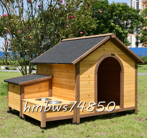 美品◆高品質 中型/大型犬用 犬別荘 木製 ペットハウス 犬小屋 ハウス おうち 屋外庭用 防水 防腐 豪華 別荘 