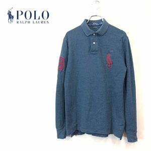 1O2634-F◆ POLO RALPH LAULEN ポロラルフローレン 長袖ポロシャツ カットソー ◆ sizeS コットン ブルー 古着 メンズ 秋冬