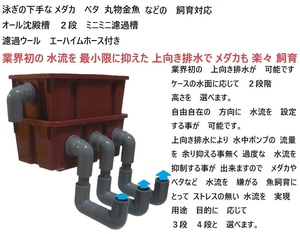 メダカ　ベタ　亀　丸物金魚　小型水槽対応　オール沈殿槽　２段　ミニミニ濾過槽　濾過ウール　エーハイムホース付き　6