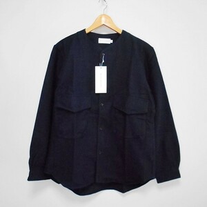 新品未使用・Manual Alphabet・WOOL COTTON CARGO SHIRTS・サイズ2・NAVY・日本製・マニュアルアルファベット・ライトジャケット