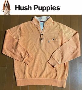 ★Hush Puppies ハッシュパピー★コットン混で着心地のよい！オレンジカラーメンズ長袖シャツ/L