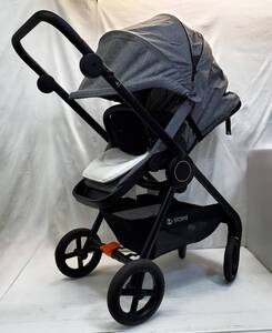 §　A88419　STOKKE 折り畳み式ベビーカー BEAT ストローラー ブラックメラーンジ 大容量バスケット 育児 子育て 新生児 ストッケ 中古美品