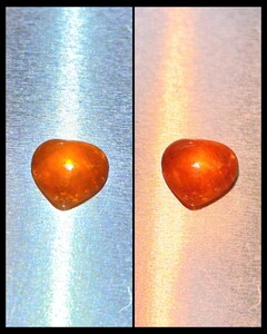 超激レア！4.340ct！カラーチェンジ＆キャッツ！希少色のマンダリンオレンジ！ハートシェイプのガーネット！