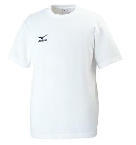 ミズノ[ワンポイント半袖Tシャツ]32JA615771 ホワイト×刺繍:ネイビー Sサイズ