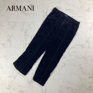 美品 ARMANI JEANS アルマーニジーンズ コーデュロイデザインストレートパンツ ストレッチ ボトムス レディース 黒 ブラック サイズS*LC648