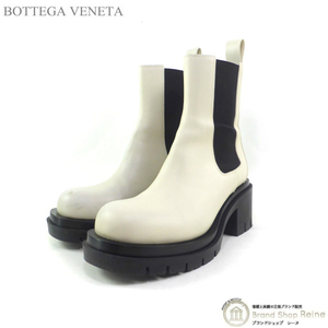 ボッテガ ヴェネタ （BOTTEGA VENETA） ラグ チェルシーブーツ サイドゴア レザー ブーツ ＃38 シューズ 靴 ホワイト×ブラック（中古）