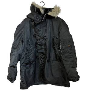 D38 N-3B アルファ　XL アメリカ古着　USA製　古着　ミリタリー　 フライトジャケット　ブラック　ALPHA INDUSTRIES メンズ