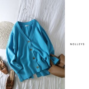 1.5万☆ノーリーズ NOLLEYS☆カシミヤ混 MUSIC Vネックカーディガン 38サイズ☆A-O 0169