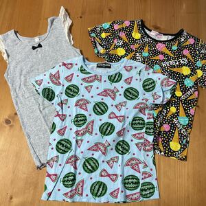 女の子用　半袖Tシャツ　3枚セット　130