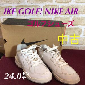 【売り切り!送料無料!】A-43 NIKE GOLF! NIKE AIR! ゴルフシューズ! 24㌢! ゴルフ用品! ホワイト系! レディースシューズ! 中古!