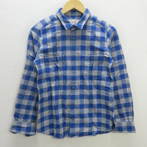 G■ユナイテッドアローズ/UNITED ARROWS GLR 長袖BDシャツ/チェック柄【M】青/men