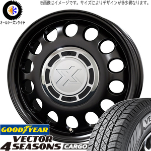 145/80R12 オールシーズンタイヤホイールセット ハイゼットジャンボ etc (GOODYEAR VectorCRAGO & XBLOOD STEELE 4穴 100)