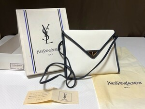 ■47 イヴ・サンローラン YSL ショルダーバッグ キャンバス地風 未使用保管品 箱あり