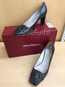 【Ferragamo】フェラガモ　シューズ　靴　パンプス　ヒール　レディース　ブラウン　茶色　約24.5cm　SY02-IF0