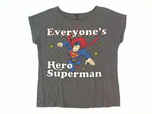 ●イチナナキュウ/ダブルジー★179/WG★スーパーマン★Superman★プリントTシャツ ノースリーブ カットソー FREE 濃グレー　ニコル