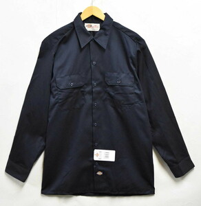 【未使用品】展示品 Dickies ディッキーズ 長袖 ワークシャツ ダークネイビー メンズL相当 新品(39195