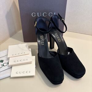 GUCCI ストラップ ヒール パンプス　スウェード　 イタリア製　 本革　 靴　 婦人靴　サイズ35と1/2 日本サイズ23.5㎝位