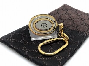 キングラム[05]GUCCI[グッチ]インターロッキングG キーリング キーホルダー オーバル ゴールド×シルバー 保存袋付 52g【送料無料】0891