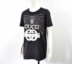 3034-24H0138★GUCCI グッチ★ロゴ入りTシャツ 36 黒白 スタッズ付き 夏