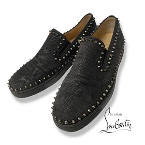 ★正規品 Christian Louboutin Pik Boat クリスチャン ルブタン スパイク スタッズ ローカット スリッポンシューズ スニーカー シューズ 黒