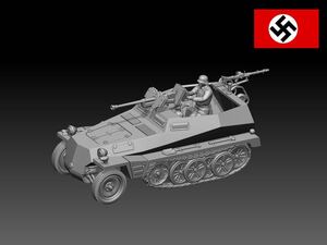 HINODE 1/144 レジンキット　未塗装　WW2 ドイツ軍Sd.Kfz.250/11 w/sPzB41ゲルリッヒ砲搭載車　ワールドタンクミュージアム　241019