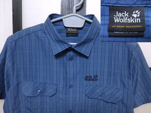 新品 ジャックウルフスキン 半袖 チェック柄 シャツ 小穴有り / 未使用 Jack Wolfskin アウトドア