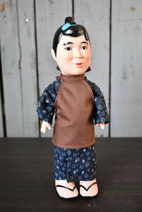 Qn996 【非売品】藤山寛美 ソフビ 26.5cm 丁稚奉公 松竹新喜劇 大丸 Fujiyama kanbi old japanese comedian osaka figure 60サイズ