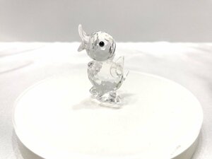 ■【YS-1】 美品 ■ スワロフスキー ■ 上向き アヒル フィギュリン クリスタル クリア系 ■ 動物 置物 全長4cm 【同梱可能商品】■D