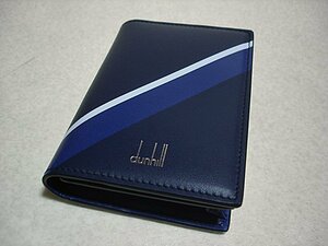 ★新品本物【ダンヒル・dunhill】JFA公式コラボ限定サッカー日本代表サムライブルー本革レザーマチありカードケース/名刺入れ！ミニ財布紺