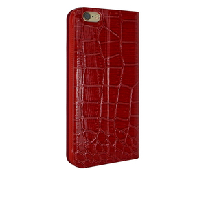 即決・送料込)【 ケース ワニ革調】GauGau iPhone6s Plus/6 Plus Flip Case Bi-Fold Croco Red 手帳型 よこ開き