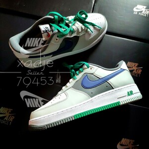 新品 正規品 NIKE ナイキ AIR FORCE1 LOW エアフォース1 ロー スプリット 灰 グレー ネイビー 緑 グリーン 28.5cm US10.5 箱無し