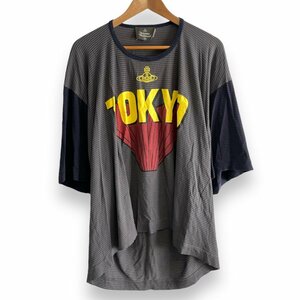 美品 Vivienne Westwood MAN ヴィヴィアンウエストウッド ボーダー柄 半袖 クルーネック 前後差 Tシャツ カットソー F マルチカラー