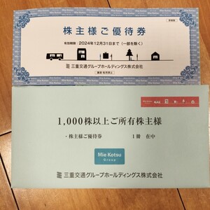 三重交通グループホールディングス株主優待券1冊未使用1000株令和6年12月31日まで