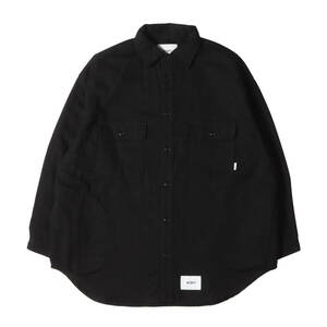 WTAPS ダブルタップス シャツ サイズ:L 22AW オーバーサイズ ヘビーウェイト コットンツイル シャツ WCPO 02 LS COTTON TWILL ブラック