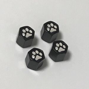 エアバルブキャップ 肉球 【ブラック】犬 猫 dog cat 動物 ペット 空気キャップ エアーバルブキャップ