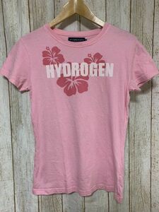 【HYDROGEN】ハイドロゲン ハワイ バックプリント Tシャツ ピンク ハイビスカス Mサイズ 半袖 トップス レディース イタリア製