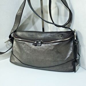 ペレボルサ PELLE BORSA 2way 斜め掛け 肩掛け ショルダーバッグ シボ革 シュリンクレザー ガンメタ 1280372e20250113