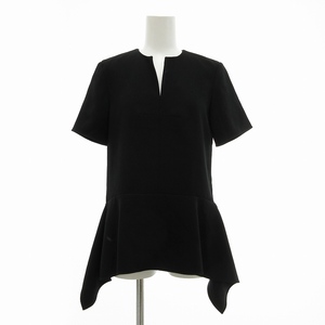 ティーバイアレキサンダーワン T by Alexanderwang チュニックカットソー ペプラム キーネック 半袖 0 XS 黒 ブラック /TZ ■GY09 レディー