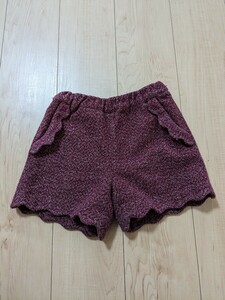 GUジーユー　130cm　秋冬ショートパンツ　レッド